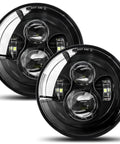 Dual pack 7 Inch LED Headlights Hi Low Beam 6000K Round Replacement for Jeep Wrangler with aluminum housing and H4 H13 adapters