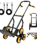 Beefed Up Stair Climber Hand Truck with 770 lb Capacity, foldable design, 6 wheels, 2 ropes, ergonomic handle, nose plate