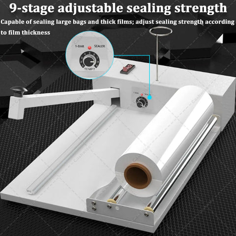 GFJYKDL Professional Shrink Wrap Machine With Heat Gun For Effortless Pvc Pof Pe Film Packaging And Sealing, adjustable sealing strength settings.