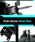 Close-up view of Heavy Duty Vacuum Power Brake Booster for Chevrolet C10 C20 K10 K20 with black steel and fittings.