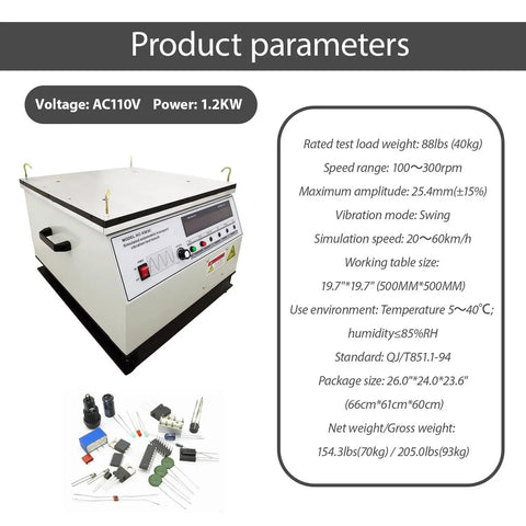 Vibration Test Bench For Electronics And Toys With 40Kg Load Capacity Pro Grade Vibration Testing Table 1200W 110V Power Silent Industrial Steel Platform Auto Transport Simulation And Durable Build, steel platform