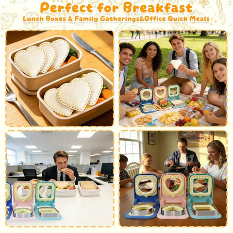 Craft Homemade Uncrustable Sandwiches With This Three-in-One Crustless Cutter And Sealer Machine shown making heart-shaped sandwiches.