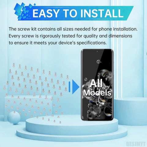 Total White Screws Replacement Kit For Samsung Galaxy Phones Lock It Down Bang On With Every Model Rock Solid Fastener Set with a display of screws.