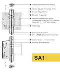 5 Inch Heavy Duty Self Closing Door Hinges 3 Pack Matte Black Full Mortise UL Listed Fire Rated With Adjustable Closing Force And Speed Quiet Spring Hinge No Slam shown with SA1 tension settings