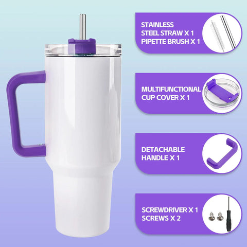40 Oz Sublimation Tumbler Set With Handles Insulated Stainless Steel Travel Cups 4 Pack With Gift Boxes Includes Straw Splash Proof Lid