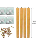 Detachable Wooden Furniture Legs Kit, 4 Pieces, 30cm Table And Cabinet Feet For DIY Projects, screws and plates included