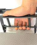 Close-up of folding mechanism on Folding Garden Kneeler And Seat With Soft Kneeling Pad, Tool Pouch, and Sturdy Bench for Outdoor Gardening