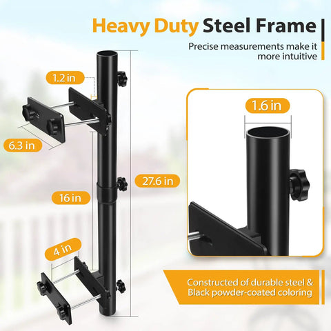 Diagram of Rugged Deck Railing Umbrella Holder Mount For Patio No Fuss Easy Install Adjustable Outdoor Umbrella Bracket