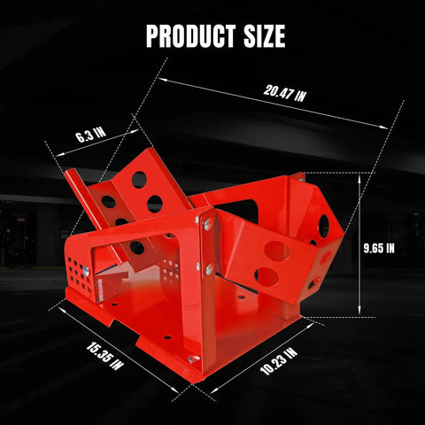 Heavy Duty Motorcycle Wheel Chock With 1800 Lb Capacity And Adjustable 12 Hole Wheel Cradle dimensions diagram