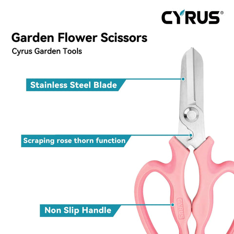 7.5 Inch Garden Shears Pruner Secateurs With Integrated Stab Remover For Flowers Roses Bonsai Pruning Scissors Florist Grade