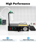 Pro Grade Semi Automatic Glue Dispenser Machine For Electronics With 0.01ml Precision And Vacuum Suck Back Solder Paste Controller Liquid Adhesive Dropper Timer Controlled Bonding Of Tiny Components And PCBs, front view with pedal and gauge