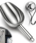 Heavy Duty Stainless Steel Ice Scoop With Magnetic Hook For Freezer Built To Last Rust Resistant 304 Stainless Steel