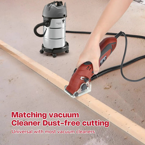 Corded Mini Circular Saw Kit With 400W 110V Power, 3400 RPM, precise cuts with vacuum attached dust-free cutting.