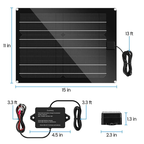 15W Solar Panel Kit With Built In Maintenance Pulse And MPPT Controller For 12V Lead Acid Batteries Waterproof Battery