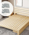 Silvery Adjustable Universal Wood Bed Headboard Brackets Featuring Bulletproof Iron Hook Plates for heavy duty mounting on wooden bed.