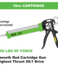 Heavy-Duty B-Line 26 to 1 Manual Caulking Gun for 10 oz Cartridges, 900 Lbf Thrust, 300 Psi, shown without cartridge