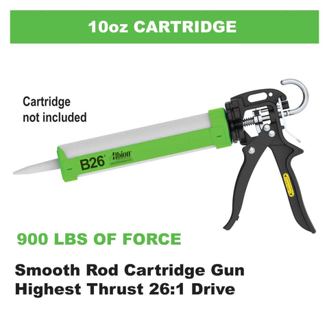 Heavy-Duty B-Line 26 to 1 Manual Caulking Gun for 10 oz Cartridges, 900 Lbf Thrust, 300 Psi, shown without cartridge