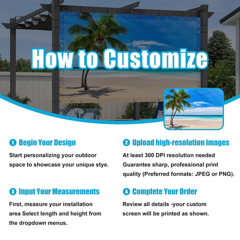 Custom Design Patio and Gazebo Backdrop Screen With UV Resistant PVC Sun Shade And Dope HD Color Printed Shade Cloth Cover instructions.
