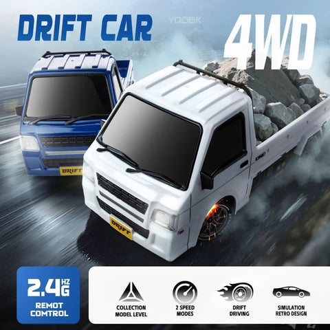 4WD Drift RC Car With 2.4GHz Remote And Dual Battery Setup, 20kmh High Speed, Durable PVC Body, Drifting Tires, LED Lights