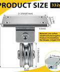 Six Pack 1-3 Eighths Inch Groove Cable Pulley Wheel Kit For Wall And Ceiling Mounts Heavy Duty with measurements and material details