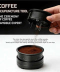 Rotary Coffee Cloth Wdt Tool, 58 Mm Universal Distributor, and flexible needle distributing coffee grounds evenly.