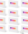 12 Pack 120V Indoor Outdoor Dope Smart LED Step Lights With RGBCW Color Changing Stair Lights 3W 2700K To 6500K Hub Included
