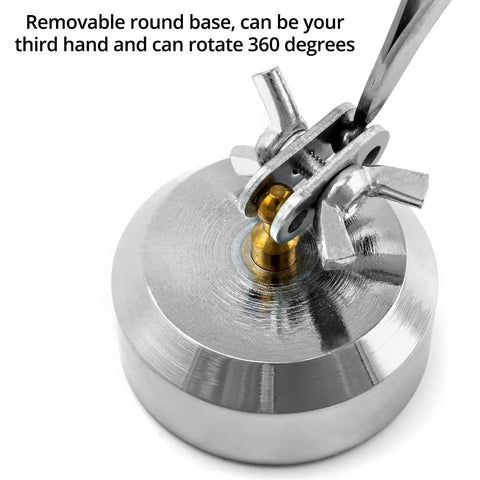 Third Hand Tweezers With Cross Locking Clamps And 360 Degree Rotating Base For Jewelry Making Soldering And Repair Kit