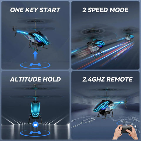 Kid Friendly RC Helicopter With Dual Batteries For Up To 30 Minute Flight, 7 LED Light Modes Plus Demo Mode features