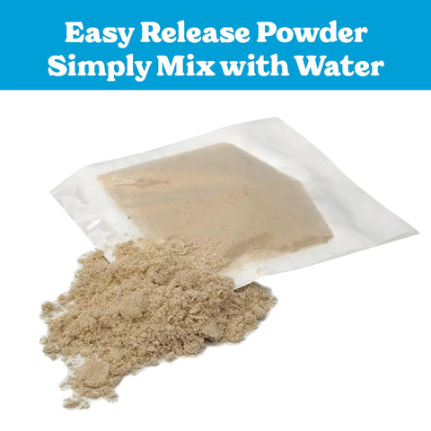Hb Sc Sf Beneficial Nematodes Kit powder packet for garden pest control, easy mix formula spilled on surface.