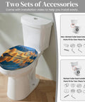 Toilet Seat Round Resin Lake Bathroom on white toilet, showing installation accessories for skirter and non-skirter designs.