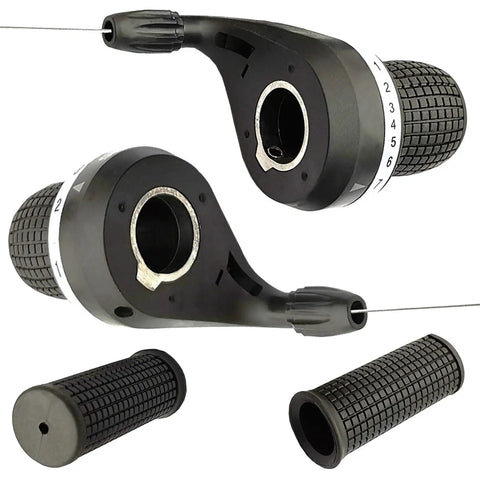 2 Pair Bicycle Twist Grip Gear Shifters 3x7 Speed DIP Compatible for Most Mountain Bikes with non-slip rubber grips