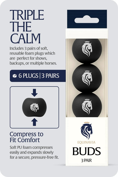 Noise Blocking Horse Ear Plugs For Shows And Training Soft PU Foam Reusable Ear Buds For Horses in packaging