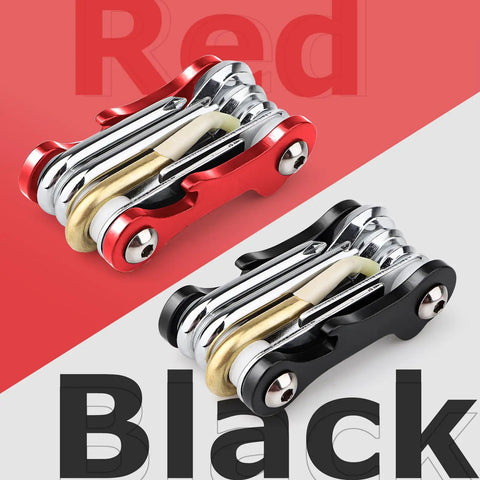 All In One Diving Tool For Scuba Gear, 8 In 1 Folding Stainless Steel Multi Tool in red and black with hex wrenches