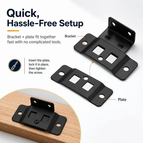 Eight Pack Quick Fitting Furniture Joint Brackets With Screws Heavy Duty Steel Right Angle L Shape Corner Braces for DIY setup