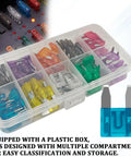 120Piece Mini Blade Fuse Kit With Puller Tool Color Coded Inserts All In One Auto Fuse Set transparent plastic box with compartments