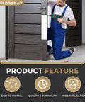 Man installing Tough As Nails Door Push Plate With Kickproof Reinforcement and Tight Security Guard for Main Entrance Protection.