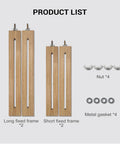 Adjustable Battery Welding Fixture for 18650 and 21700 Lithium Packs includes two long and short wooden frames, nuts, and metal gaskets.