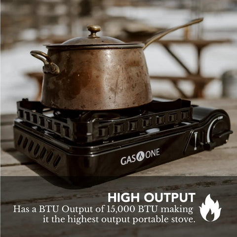 15,000 BTU Dual Fuel Portable Camping Stove with pot, Propane or Butane, outdoor cooking, Beast Of An Outdoor Stove