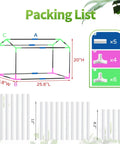 Indoor Mini Greenhouse Kit With Adjustable Led Grow Light And Timer Tabletop Garden Starter parts diagram and dimensions