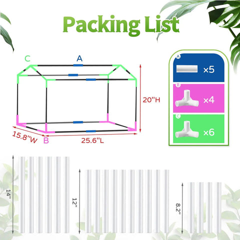 Indoor Mini Greenhouse Kit With Adjustable Led Grow Light And Timer Tabletop Garden Starter parts diagram and dimensions