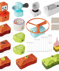 Hands On STEM Electronics Kit For Kids With Snap Together Circuits And Building Blocks That Make Electricity Fun For Ages Six And Up Beginner Friendly Science Toy, parts laid out