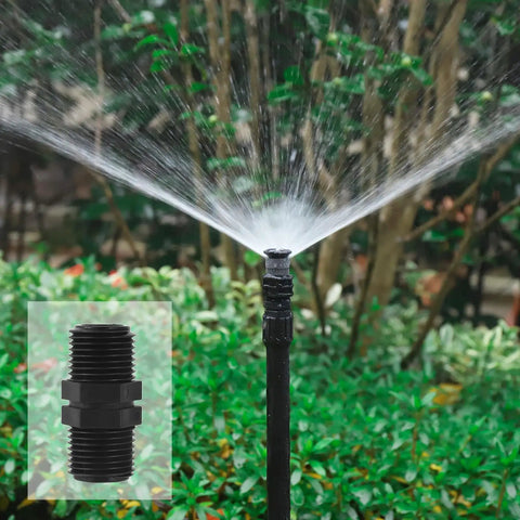 10 Pack 1/2 Inch MPT Double Male Pipe Risers For Garden And Lawn Irrigation, Straight Coupling Adapters, installed with sprinkler