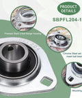 Pillow Block Bearing With Three Quarter Inch Bore, 304 Stainless Steel Housing, Set Screw Lock, Heavy Duty Flange