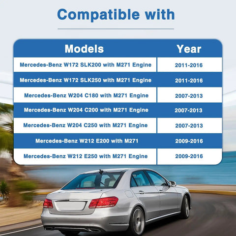 Compatibility chart for Durable High Temp Turbocharger Air Intake Hose Replacement showing Mercedes-Benz models and years