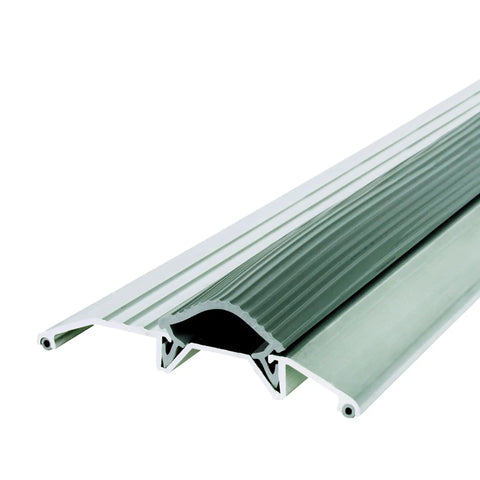 Heavy Duty Low Profile Exterior Door Threshold 3-3/4 In W X 3/4 In H X 32 In L Silver Aluminum And Vinyl Guard Against Drafts Moisture Dust
