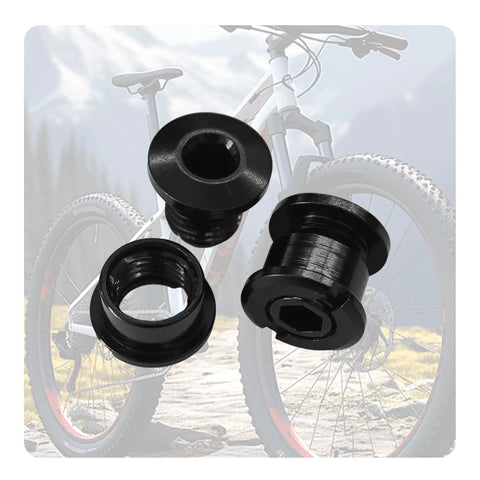 Five Pack M8 Chainring Bolts 7075 Aluminum Alloy CNC Nuts for MTB Road BMX Crankset Black Hardware Screws shown with bike