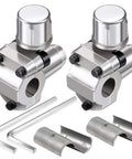 Chinco BPV-31 piercing valve kit for 1/4–3/8 in OD pipes; two chrome valve assemblies with mounting clamps (2 sets)