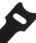 Close-up of a black cat head cable management strap, part of the 150 Piece Cat Head Cable Management Straps Heavy Duty Nylon Wire Ties.