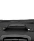 Top handle of Aviron Bay Expandable Softside Carry On Luggage With Spinner Wheels For 1 To 3 Day Trips Black 23 Inch Durable 600D Polyester