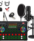 All In One Podcast Mic Bundle With 48V XLR Mic, Voice Changer, Adjustable Stand, and Live Sound Card Included
